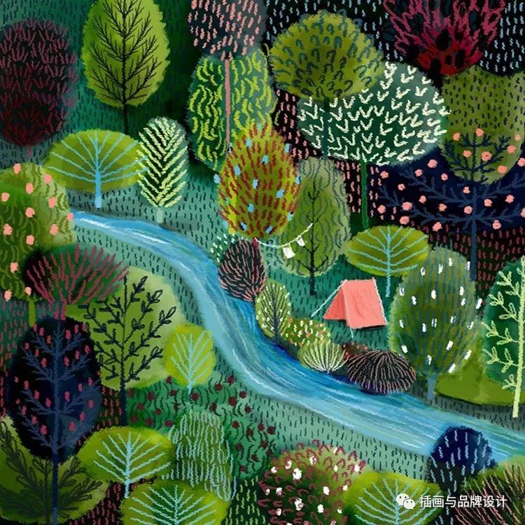 插畫丨高度近視讓她在畫畫時癡迷於細節，畫出紋理滿滿的森林美景 家居 第51張