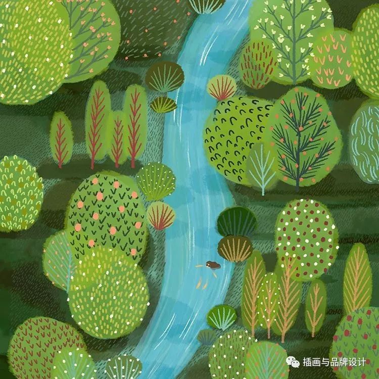 插畫丨高度近視讓她在畫畫時癡迷於細節，畫出紋理滿滿的森林美景 家居 第50張