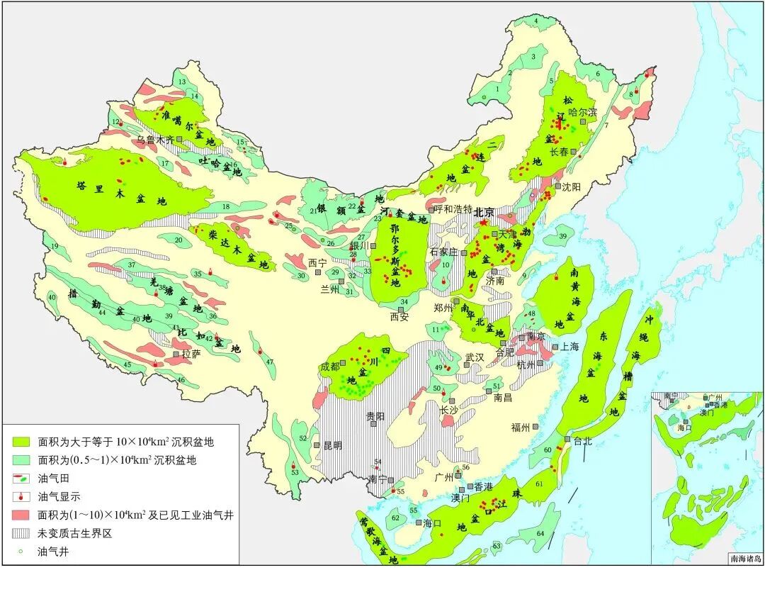 001中国沉积盆地分布图002 全国页岩气有利区分布图003 大量实地照片
