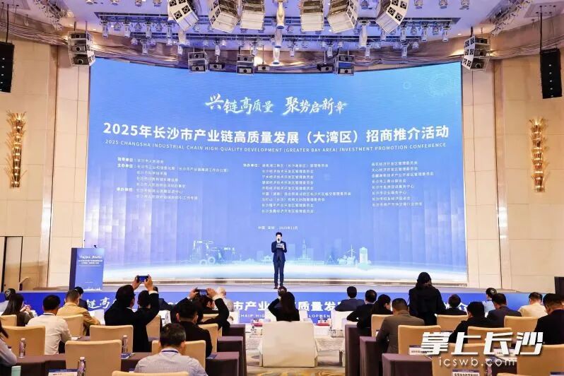 2025年长沙市产业链高质量发展（大湾区）招商推介活动现场。 长沙晚报通讯员 聂凯 供图