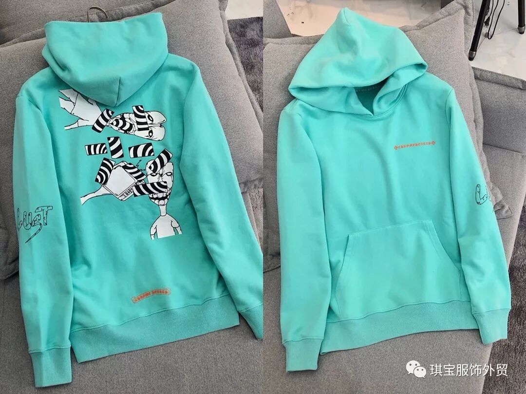 Chrome Hearts 克罗心matty薄荷绿色卫衣后背斑马纹印花连帽卫衣 琪宝服饰外贸 微信公众号文章阅读 Wemp