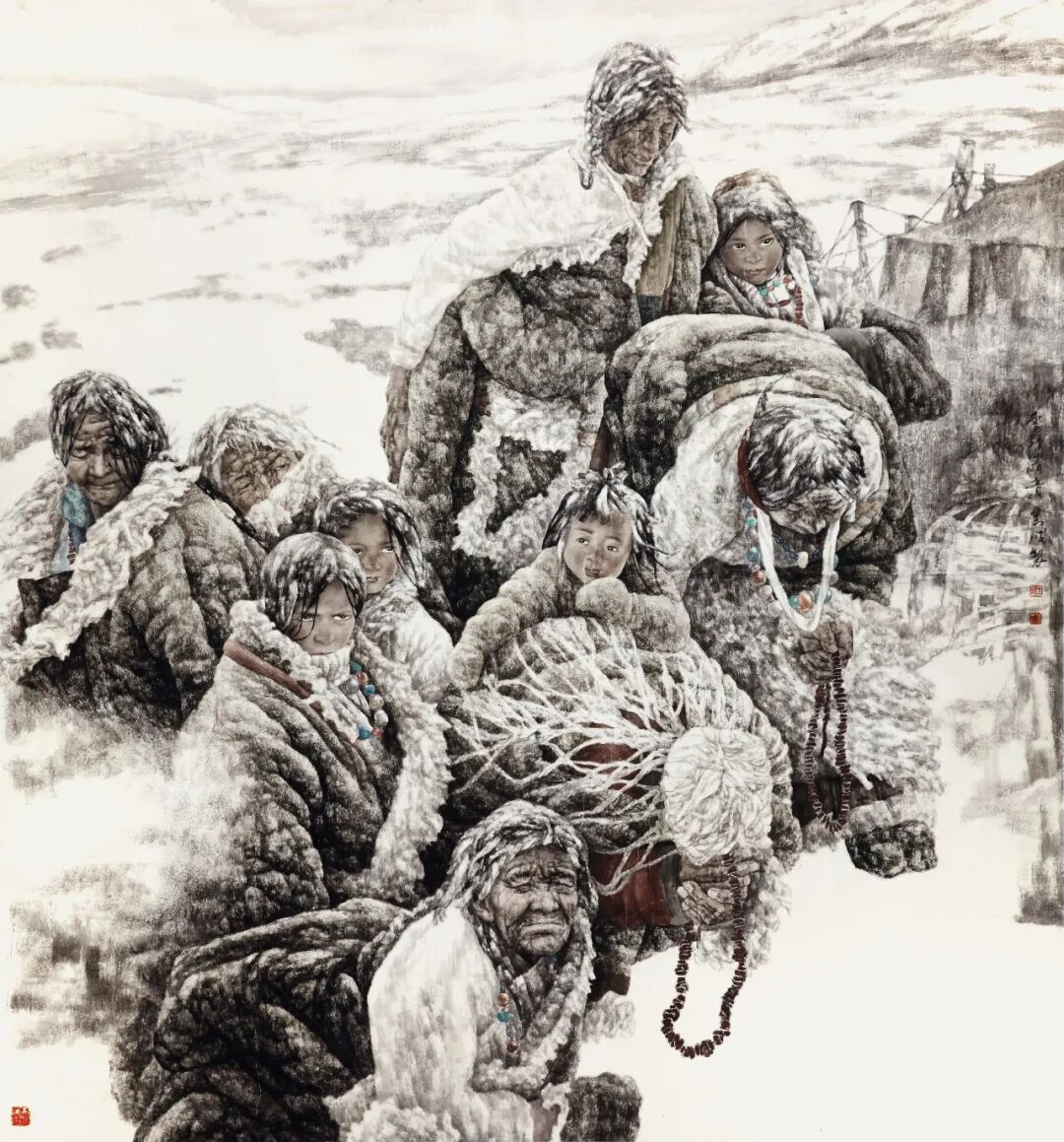 朝圣的路上 中国画 200cm×400cm 2012年王万成 草原雄鹰