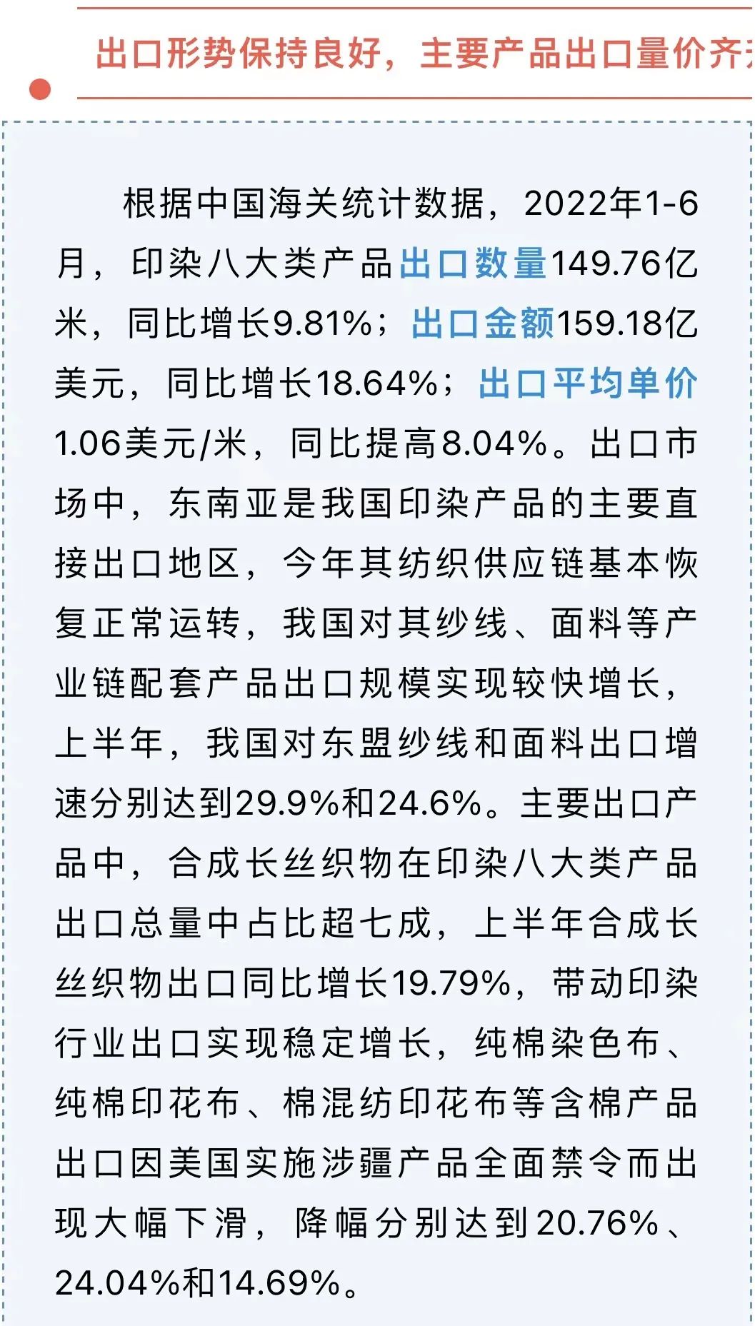 2022年上半年印染行业经济运行简析(图5)