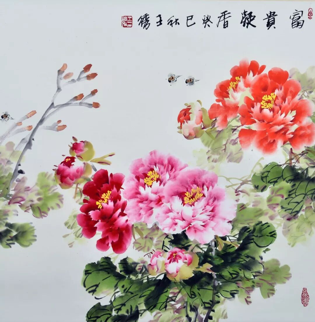 当王绣大师的牡丹画配上《牡丹赋》.