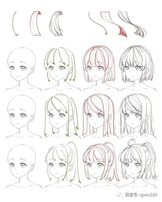 绘画参考 日系漫画女生发型画法 插画cg窝 微信公众号文章阅读 Wemp