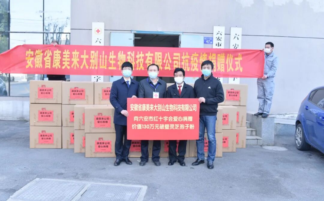 康美来向六安市红十字会安心捐赠破壁灵芝孢子粉130万元