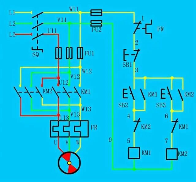 兩種方式，電機正反轉電路圖轉S7-200SMART 梯形圖的圖2