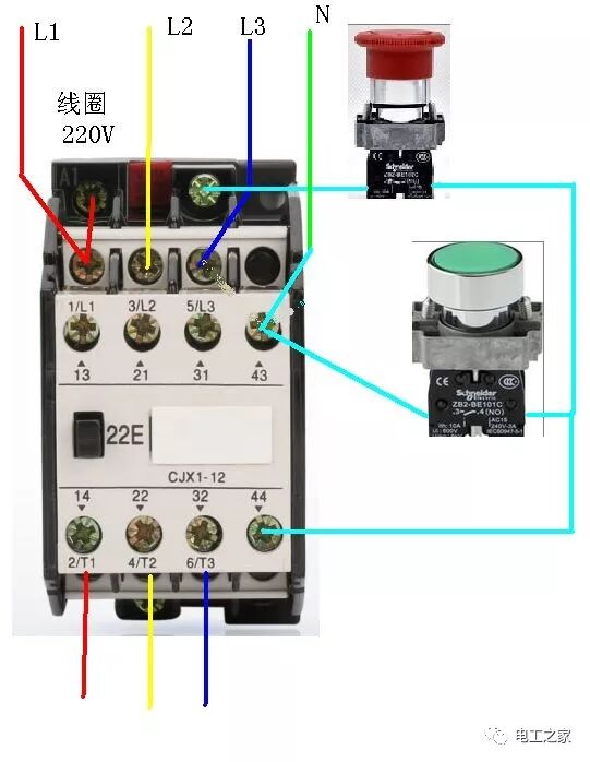 lc1d25交流接触器的接线图