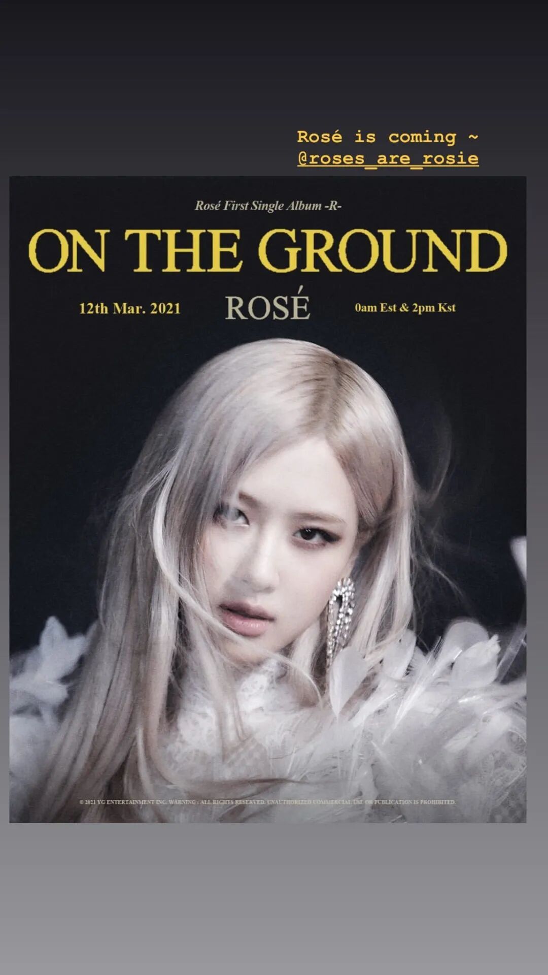 jennie都分别在自己的ins story上发布了rosé的新专辑封面极力宣传