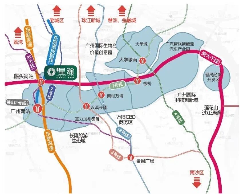 广州番禺【越秀·品秀星瀚TOD】总价255万起，73-98m²平层复式