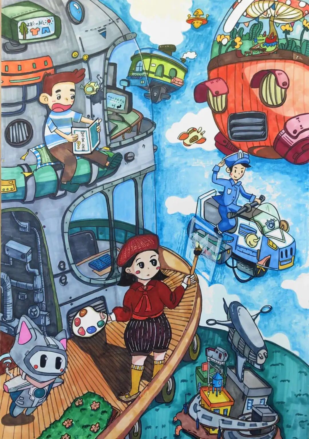 作者：周珈瑶 作品名称《快乐之城》组别：绘画中学组 奖项：三等奖.jpg