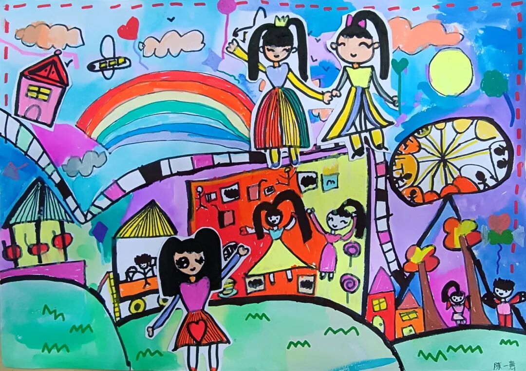 作者陈一意 作品名称 《童话友好乐园梦幻邀约》组别：绘画小学组 奖项：二等奖.jpg