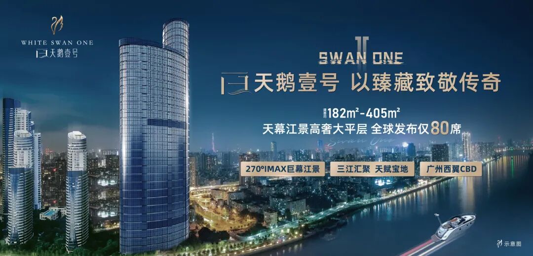 白天鹅壹号主推182-405商业大平层，价格8-13万/平！