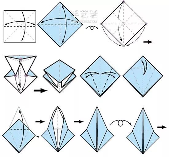 简单详细千纸鹤折纸方法图解 