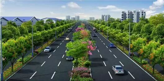 融安县长安大道工程道路标准段效果图目前进度:南段完工通车融安县