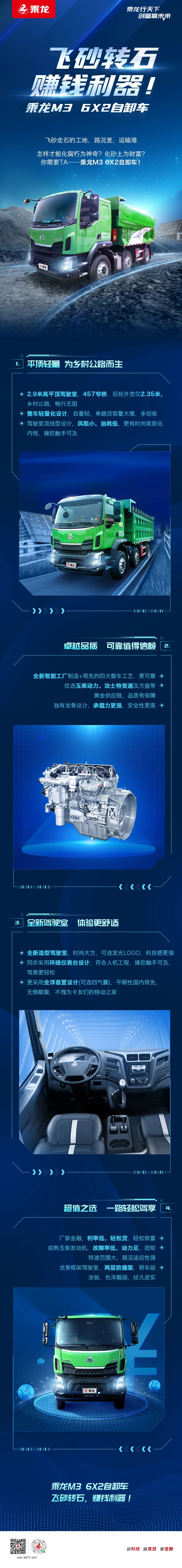 乘龙M3 6×2自卸车 | 飞砂转石，赚钱利器！