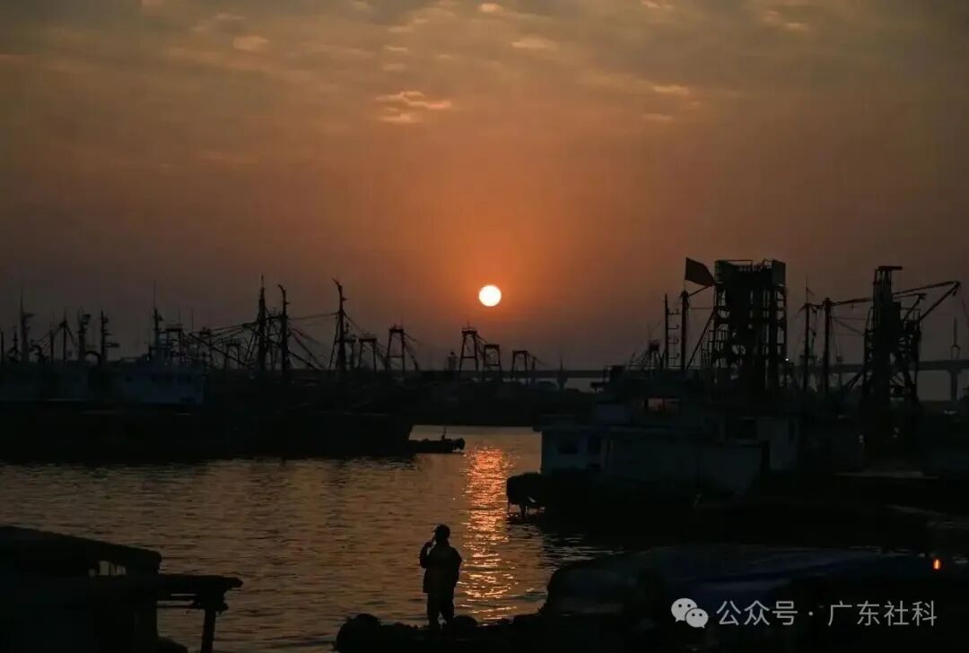 ▲太阳在广东茂名博贺港升起