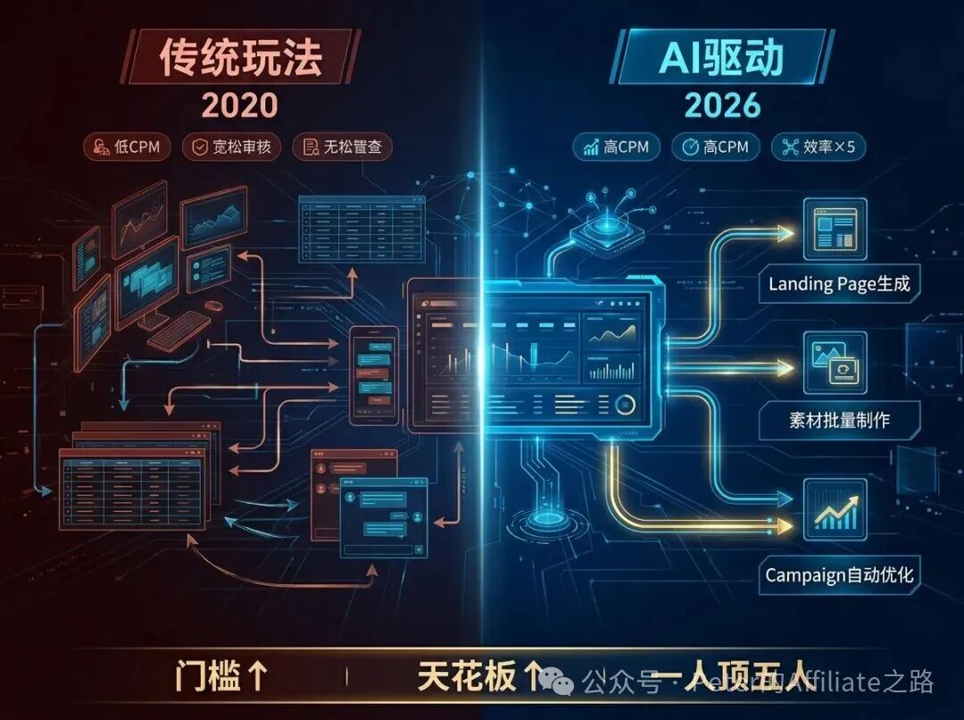 [comparison] 分屏对比布局，左半边标题「传统玩法