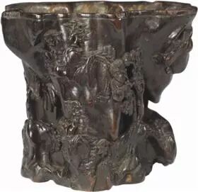 清代木雕人物花卉纹笔筒鉴赏