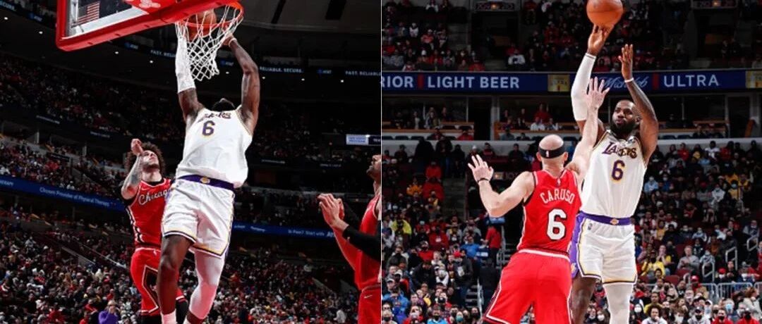 湖人被公牛双杀，詹姆斯一战狂刷6大纪录，仍遭“里程悲”