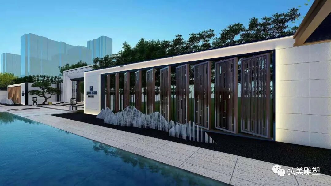 售楼部大门入口特色景墙屏风隔断款式设计大全