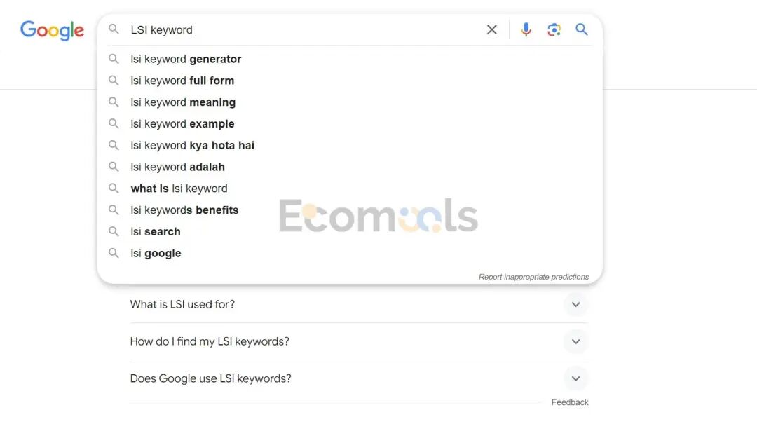 LSI关键词获取方式之二：Google Autocomplete