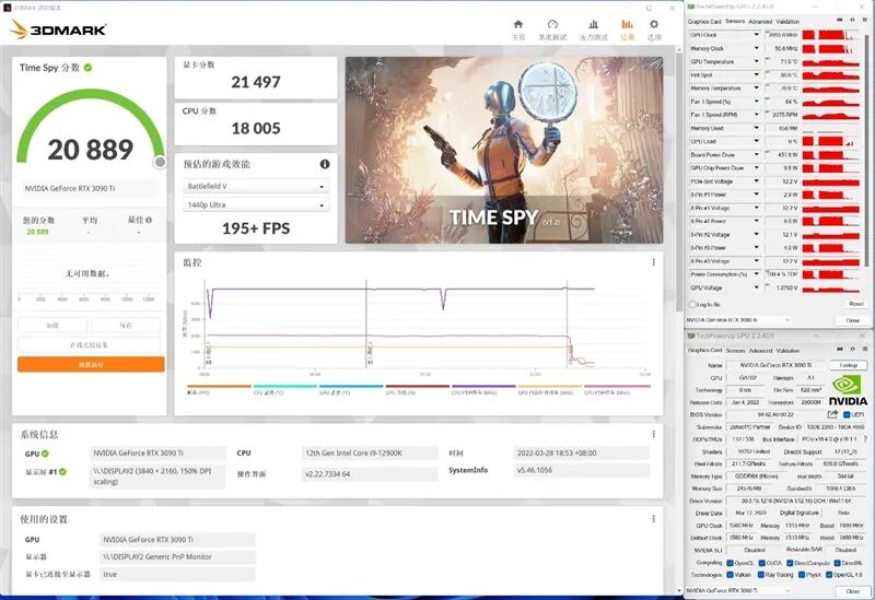 1,3dmark time spy三,3dmark测试这一点和rtx 3090不同,所有的显存