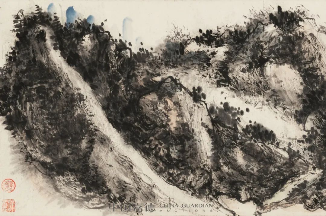中国古美術・山水四条屏通屏画芯・黄宾虹印款・水墨画・純手描き・文房置物・水印付き 中国古美術・山水四条屏通屏画芯・黄宾虹印款・水墨画・純手描き・