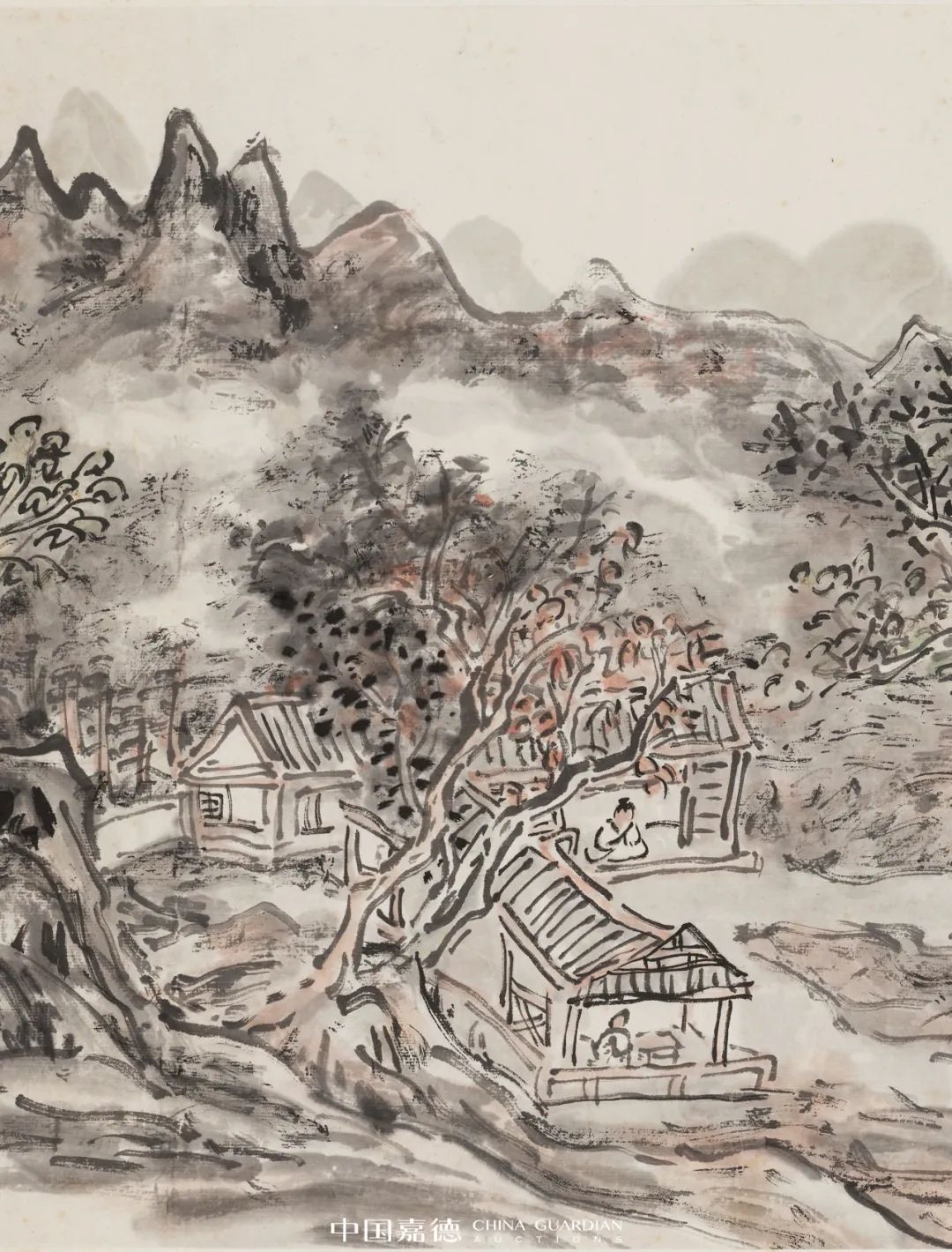 中国古美術・山水四条屏通屏画芯・黄宾虹印款・水墨画・純手描き・文房置物・水印付き 中国古美術・山水四条屏通屏画芯・黄宾虹印款・水墨画・純手描き