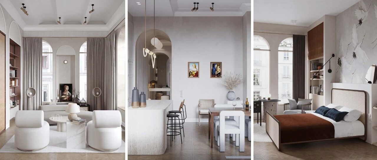 100㎡一室一厅，拱形元素这么用家里颜值翻一倍！