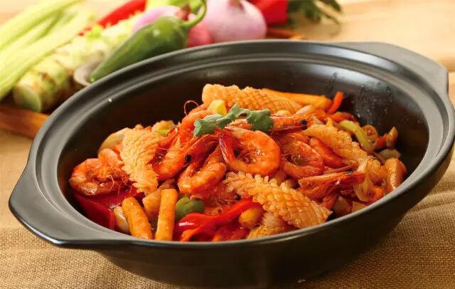 羊排虾 鱿鱼虾煲