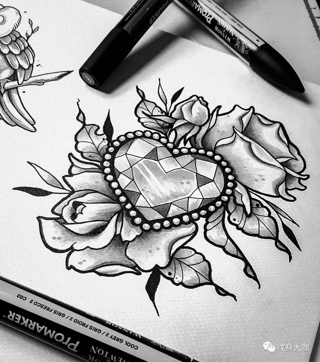 纹身图案手稿素材第467期:钻石