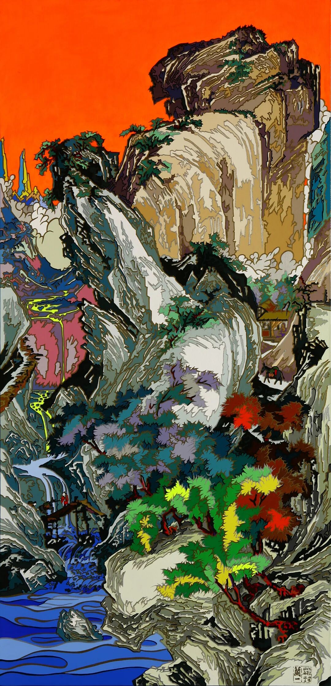 兰益~LAN-Yi【乌托邦风景10号~Utopia Paysage NO.10】，180x85cm，布面丙烯、乙烯、金漆、银漆，2012年的副本.jpg