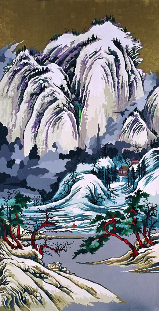 【乌托邦风景7号Utopia paysage n.7】180x92.5cm，布面丙烯、乙烯、金漆、银漆，2012年.jpg