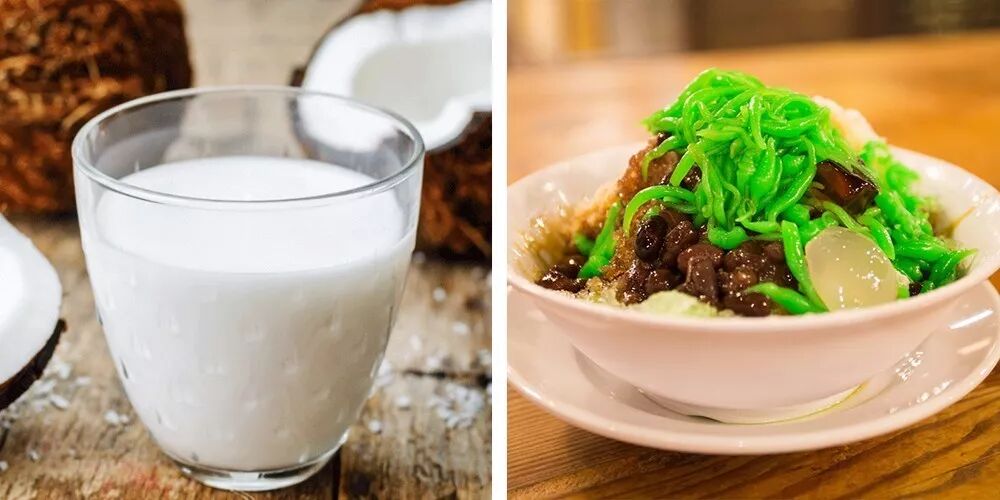 椰浆和甜品珍多冰(cendol)