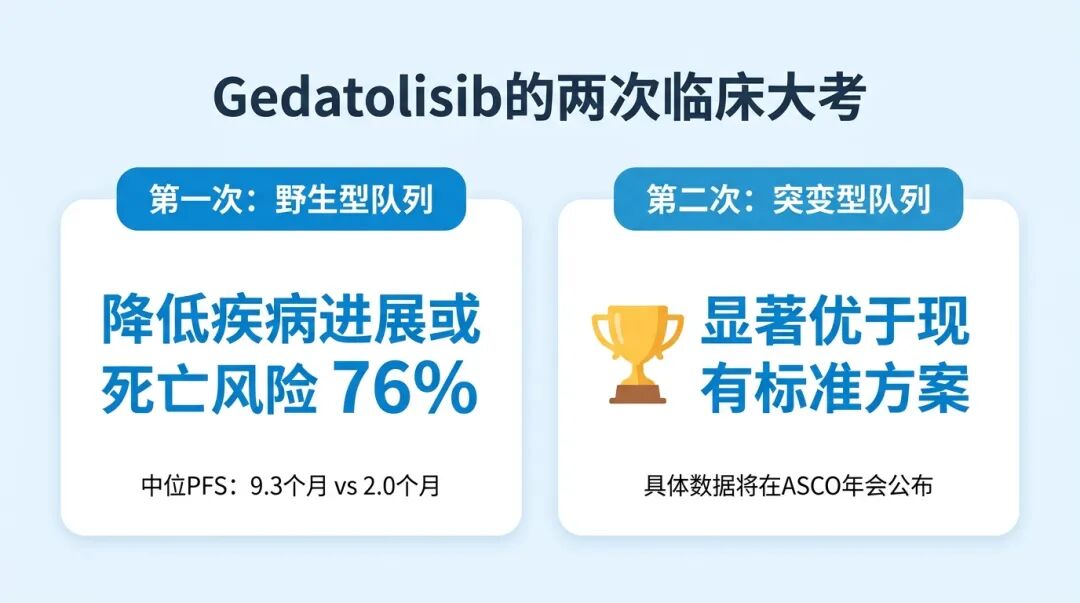 Gedatolisib两次临床试验成绩数据图