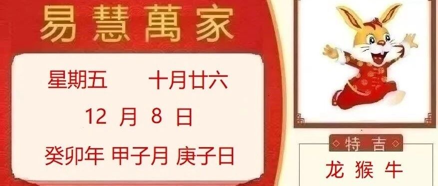 易慧萬家12月8日运势播报