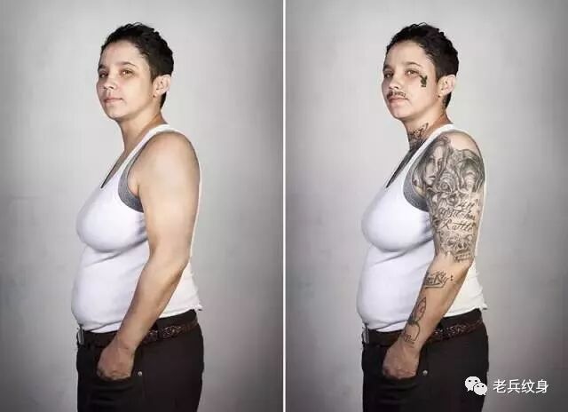 你以为洗掉纹身就能洗去一切吗？看看这些黑帮成员，你会沉默！  2018-02-23 郭果果 老兵纹身    武汉老兵纹身 微信ID:老兵纹身 点击关注可加微信    ▼ 果果开篇提问： 如果你对自己的纹身表示无感不喜欢 又或者说已不具备当时所纹的意义 你会如何处理？ 是洗掉还是遮盖？亦或是放任不管？    可能更多的人会选择 洗掉那个已经不顺眼的纹身 但实际上，要洗纹身 不仅耗时长、疼痛加倍、费用昂贵 最关键是，你所经历过的，它无法洗掉    因为对某些特殊人群来讲  一个人选择纹身 就代表他已经选择走上了某条道路。 譬如一些黑帮的成员或罪犯。    他们纹身的理由千奇百怪 帮派要求、被虐待、吸毒、 为了看起来更加凶神恶煞等等 是社会帮派纹身的最多原因  但相同的是：他们都是为了在黑道上获得身份认同    然而多年后 当他们想要脱离黑帮，重新做人 这些纹身，却成了他们回归社会最大的阻碍 除了不被普通人接纳 就连去除大面积纹身的费用，也非常高    网上流传着一组名为《Skin Deep》的照片 是来自一位名为Steven Burton的摄影师 他用影像去挑战人们的刻板印象 ——有纹身的人不应该受到歧视。    他找到一些帮派人士 然后用PS还原他们还未纹身的样子 透过照片，我们看到了一个个普通的邻家大叔    据摄影师Steven描述 当把修好的图给他们看时 有的人哭了，有的人在笑 也有的人陷入了深深忏悔 还有的人仿佛因为一张图片 而勾起了之前所有的心酸   不过他们心里都十分清楚 即使P掉了一切纹身 过去所做的所经历的，都P不掉 面对“洗纹身”的代价 也原比他们当初纹身时预想的，要大太多    但即便如此，他们仍是渴望能够洗掉纹身 因为身上的纹身不仅仅 无时无刻提醒着他过去所发生的 同时也导致他无法融入正常社会    他们需要再一次获得身份认同  进入帮派时，需要纹身 才能证明是帮里人 但当你回归社会后 则需去除纹身 才能表明你是个普通人    “其中纹身最重的一哥们Marcus 看到照片时他有些震惊 因为不知道该说些什么 他开始笑了起来 但很快就陷入了沉默 紧接着眼泪就涌了上来 也就是在哪个时刻 我意识到这些人人生经历的厚重感。”  ——Steven Burton    还需要面对人们的刻板印象。  所谓刻板印象，便是社会多数人 一看到脸部、手部都布满纹身的人 就认为是帮派人、罪犯    参与者 Francisco 就因此 在求职路上十分坎坷 那些公司一看到他的纹身 就会拒绝接收他。    但最令人难以接受的，还是那不曾停止的社会歧视  工作难找、难以合群是帮派人最大的感受 即使是想要帮助那些需要帮助的人 也比普通人更加难以被人接受 可见多数人虽然害怕他们 但同时，也歧视着他们     Steven 这个摄影作品一出 便引起了广泛关注 摄影师Steven还通过将照片进行拍卖 挣得了第一笔资金 用于帮助那些想洗去纹身的帮派人    纹身，是记录他们选择人生的符号。  不管是出于自己年轻也好 还是想要威慑他人也罢 冲动之下加入帮派 是他们当初的选择    当经历了邪恶、恐惧、以及愧疚之后 如今，他们终将要面对自己当初的选择 并承担看似难以挽救的后果   所以，做一个好的人生选择 远比选一个好看的纹身图案，更重要