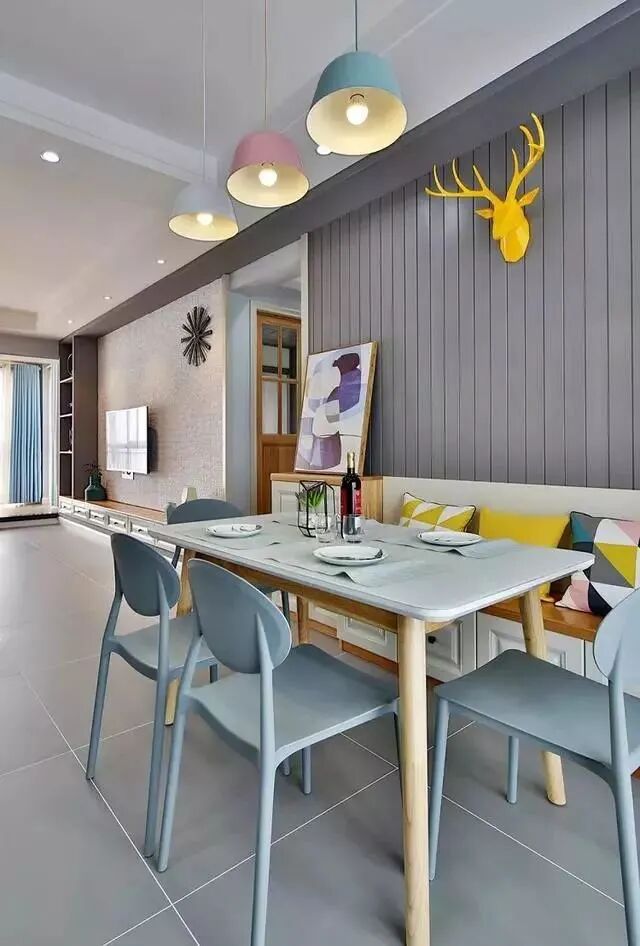 106㎡清新北欧新房，蓝色+灰色搭配超有范儿！