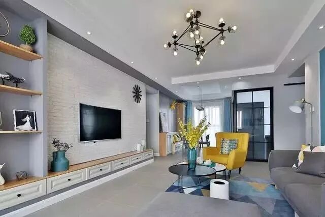 106㎡清新北欧新房，蓝色+灰色搭配超有范儿！