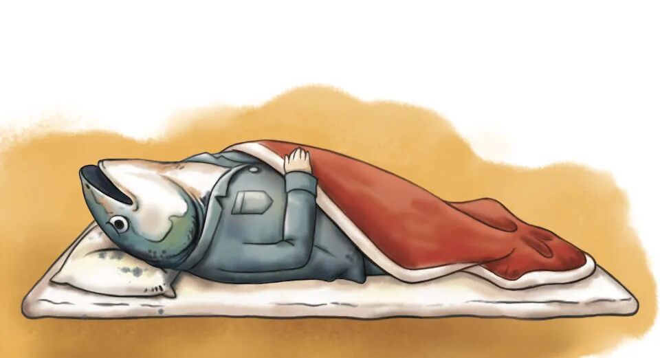 Lying flat. Lying flat