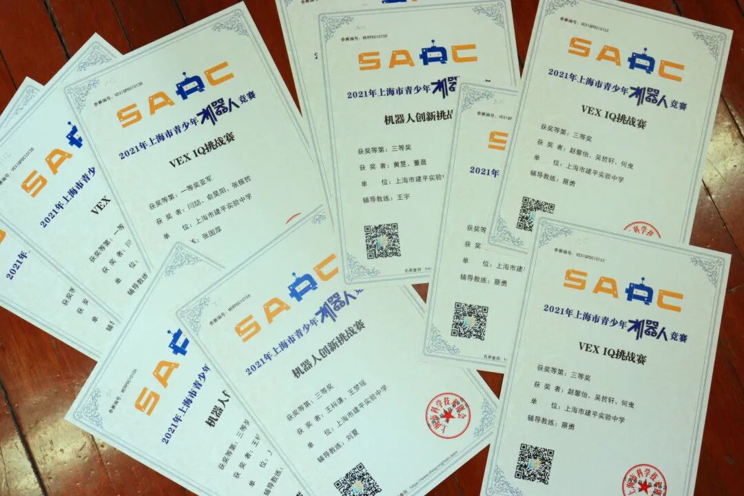 闫喆,八(12)俞昊阳,张振哲2021上海市青少年机器人竞赛中荣获三等奖