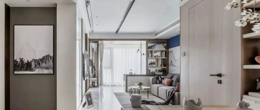 109平二居室公寓，现代感中融入轻中式元素，轻奢感十足~