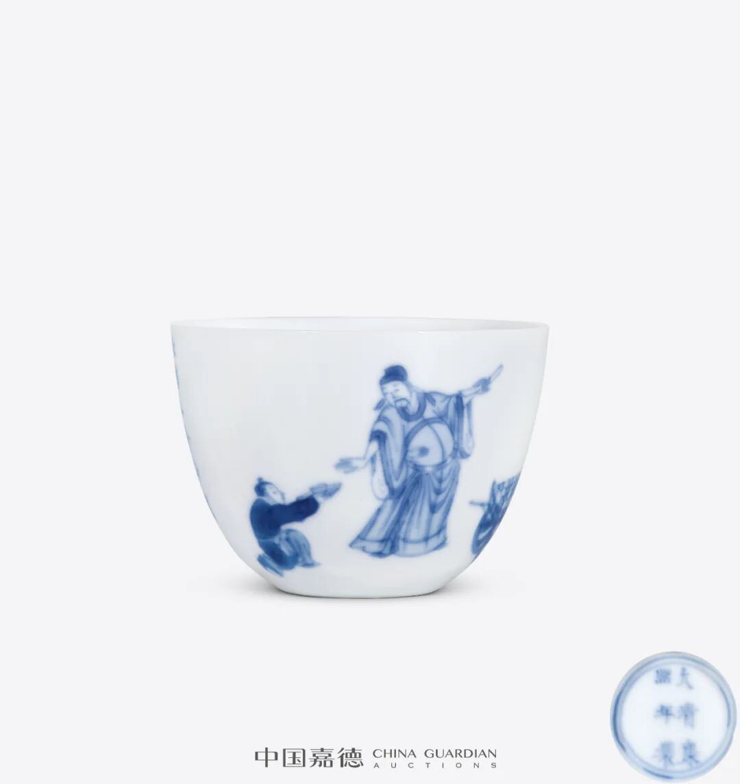 lot 1287清康熙青花饮中八仙之李琎人物诗文卧足杯直径[gf]2002[/gf]d