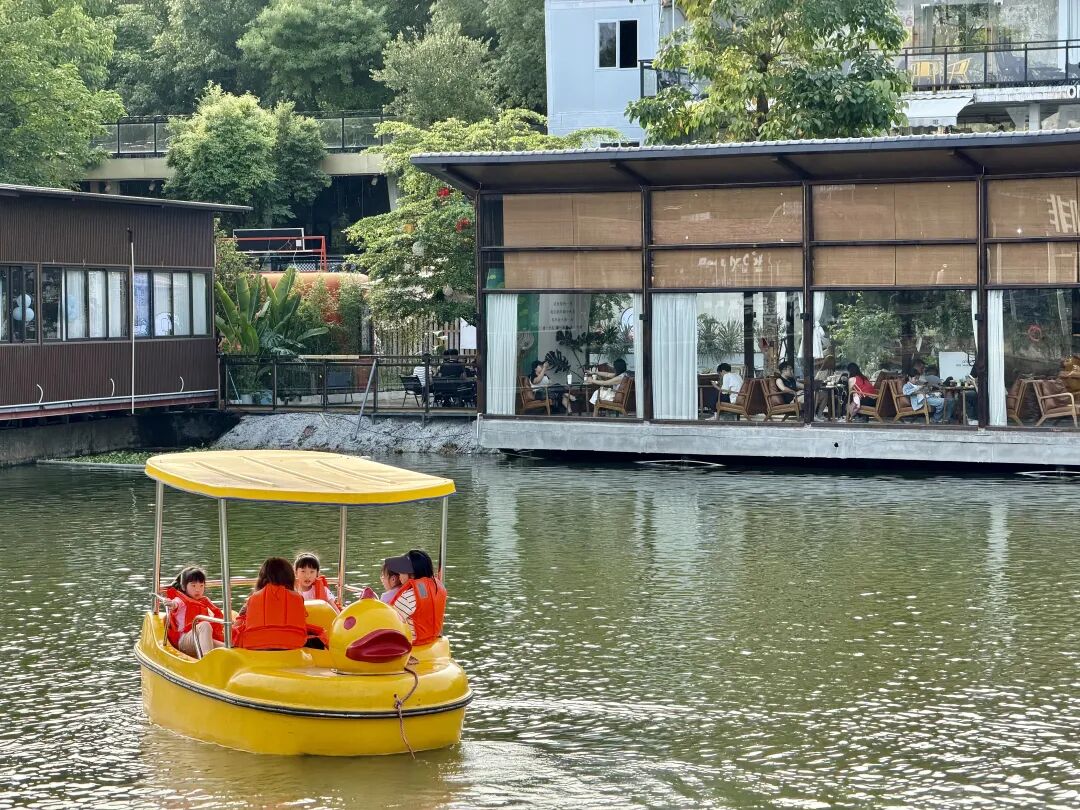 在清城区景源红树林，亲子家庭、年轻群体前往聚会休闲，尽享假日悠闲时光。清远日报记者 吴畏 摄