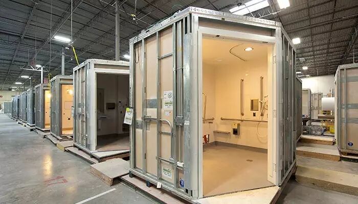 在工厂批量化生产的预制模块化卫生间预制模块化卫生间内部装饰预制