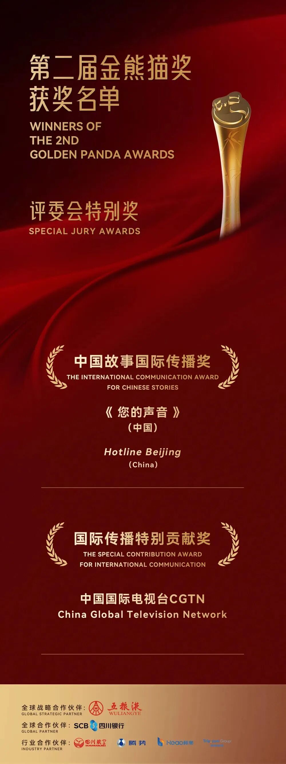 《哪吒2》获金熊猫奖最佳动画片奖