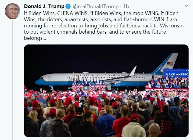 特朗普张嘴就来：拜登赢了，中国就赢了
