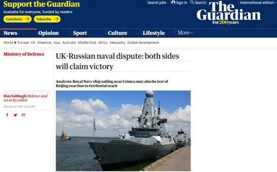 英俄吵嘴之际，英媒吐露“心机”，竟称黑海对抗是为穿越南海做准备