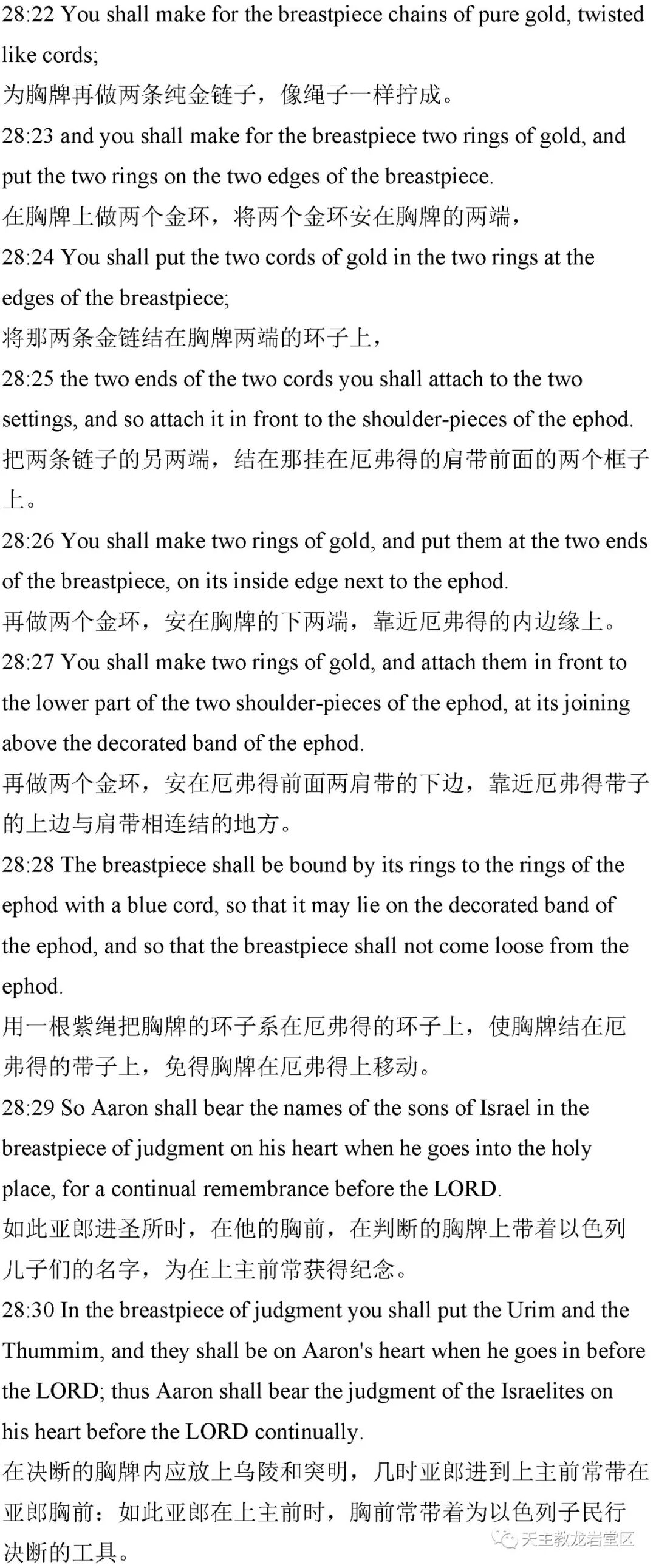 读圣经学英语 出谷纪第二十八章拣选司祭 规定礼服 天主教龙岩堂区 微信公众号文章阅读 Wemp